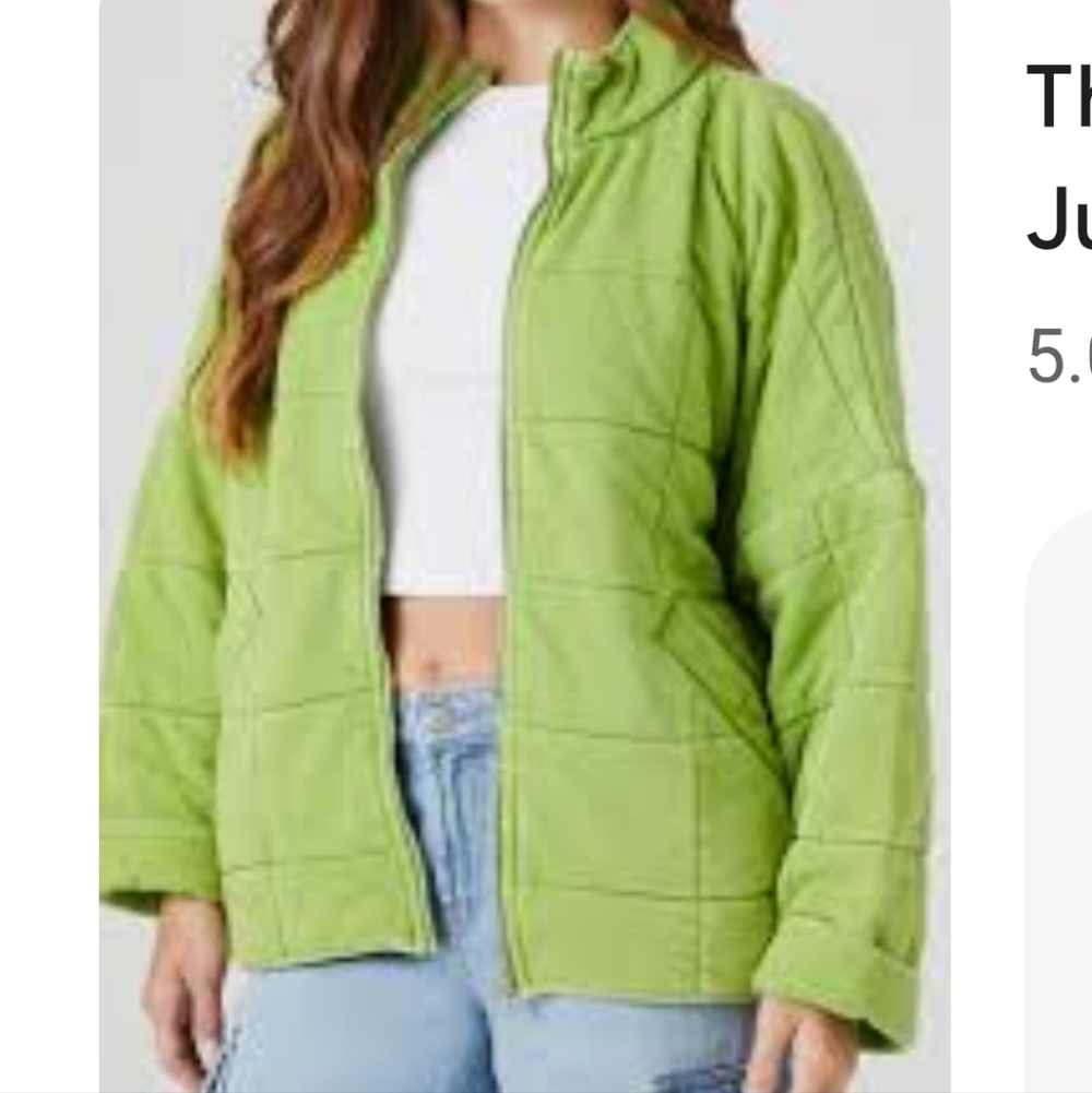 Marker Lime Green Quilted Women's Puffer Jacket Fleece Lined SZ S